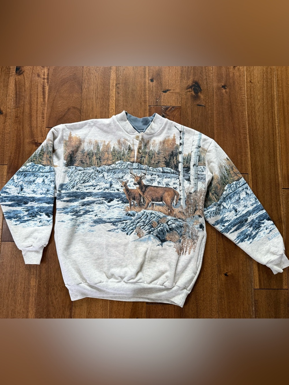 Vintage Art Unlimited Henley sweatshirt med